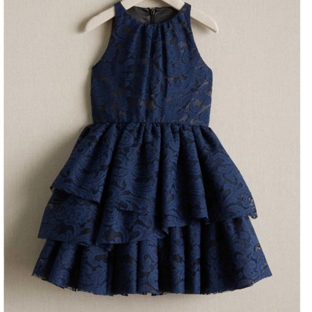 NWOT Chasing Fireflies Navy Blue Lace tiered party dress 12